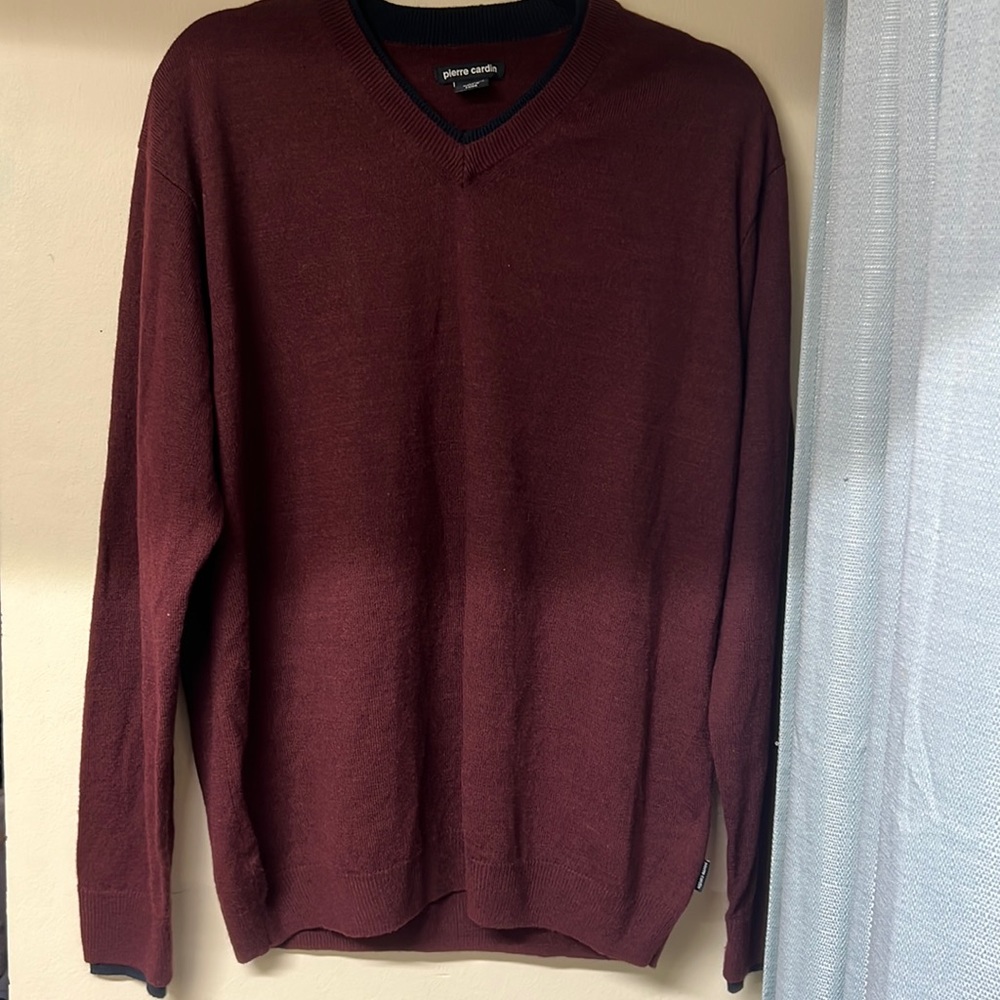 Pierre cardin Mens V-neck long-sleeve sweater Large